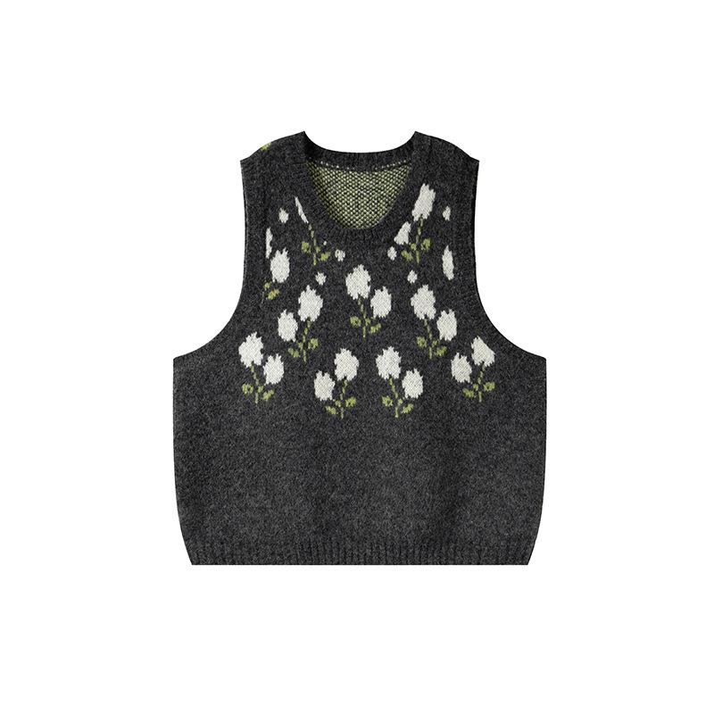 

2025 Winter Plus Size Fashion Floral Knit Vest for Women FN713 2XL