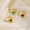 Classic Stainless Steel Sun Flowers Inlay Stone Rings for Women Men Vintage No Fading Opening Rings Banquet Jewelry Accessories