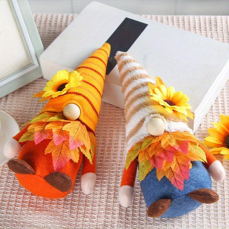 1Pc Harvest Festival Maple Leaf Doll Sunflower Plush Faceless Doll Ornaments for Home Holiday Party Decorations