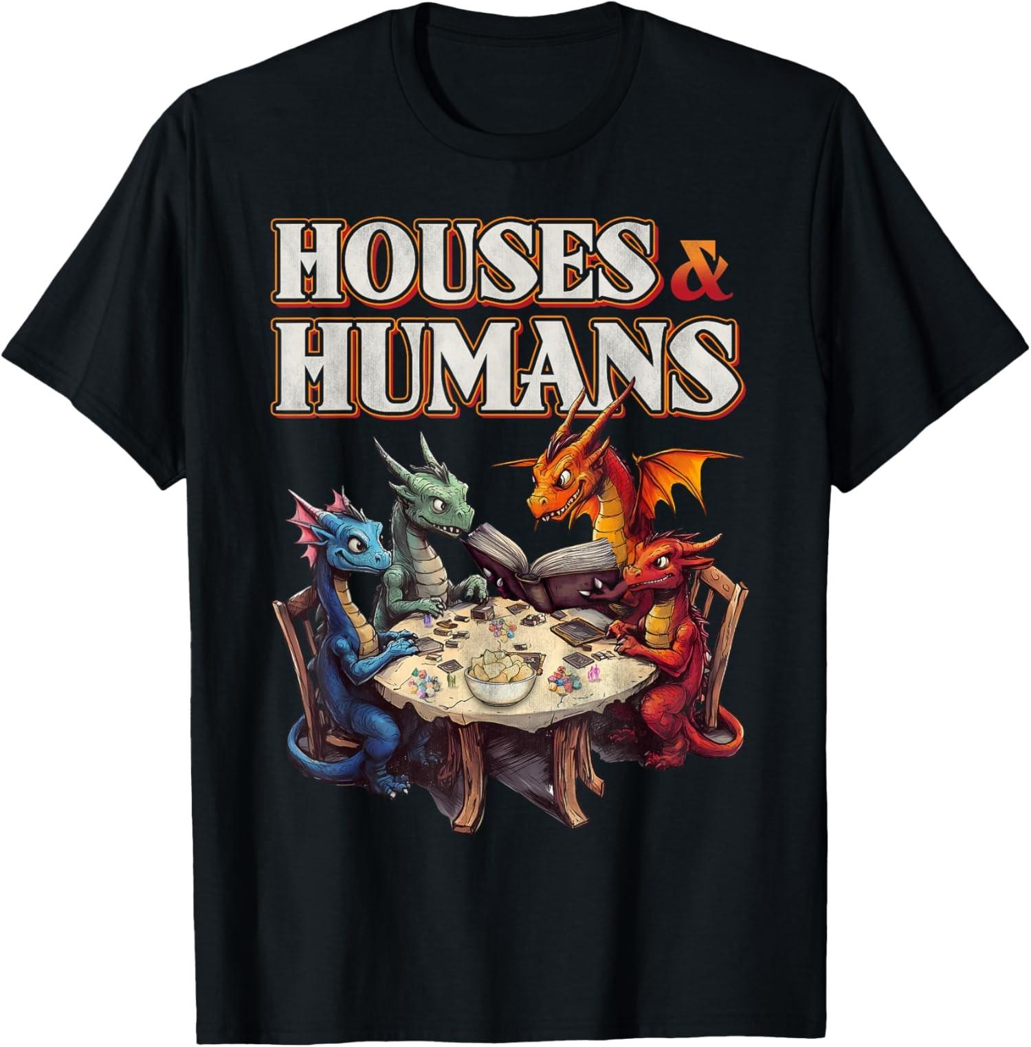 Gaming Houses Humans Funny RPG Gamer Parody Unisex T-Shirt S разноцветный