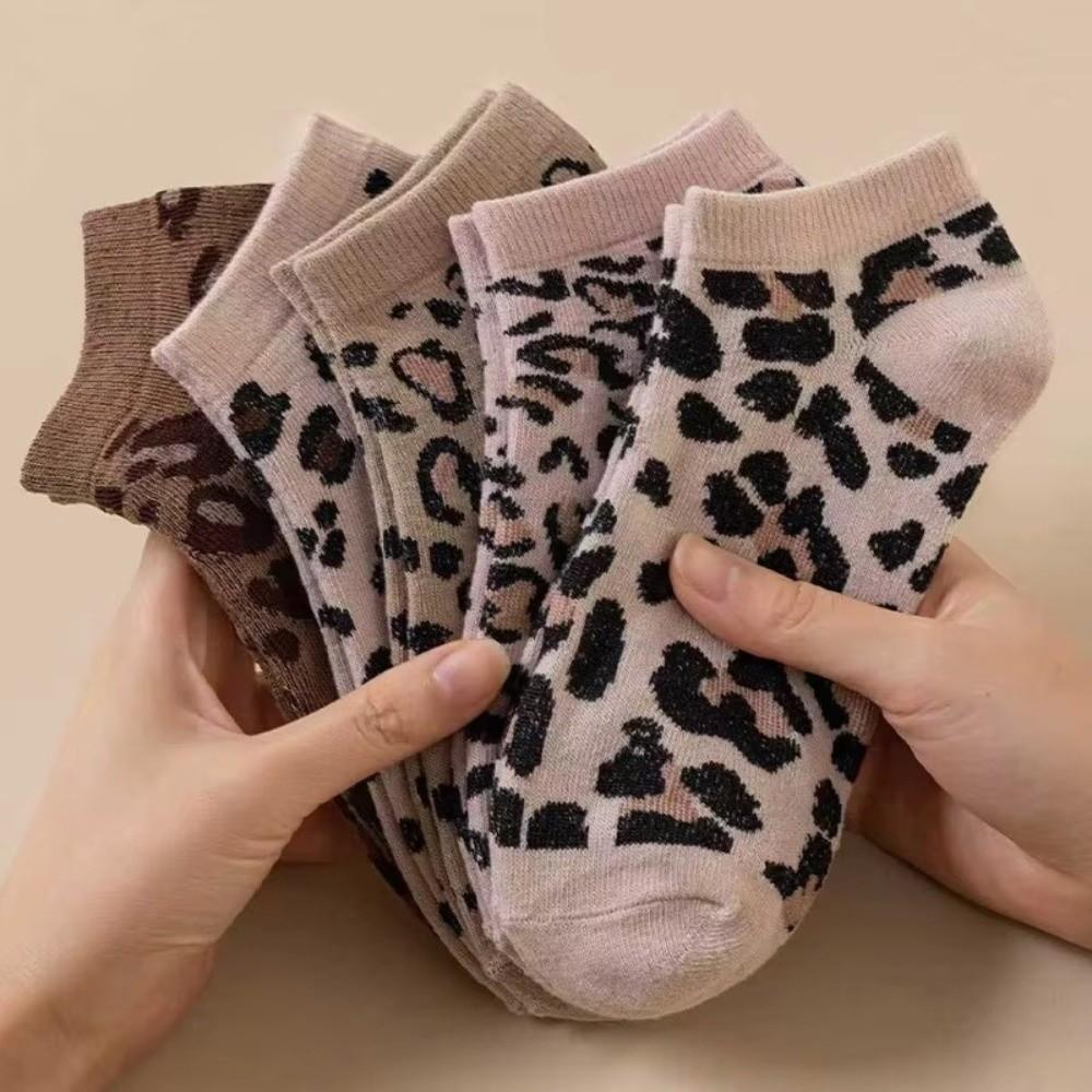 Leopard Print Short Socks Korean Style Low Cut Socks Retro Ankle Socks Sports Wear