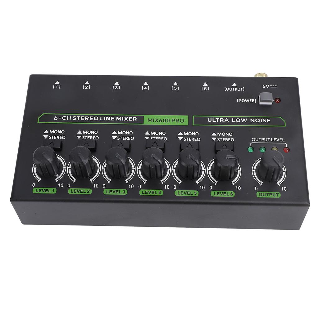 Studio Sound Mixer RGB Light Low Noise 6 Channels Mono Stereo Professional Sound Mixer for Home