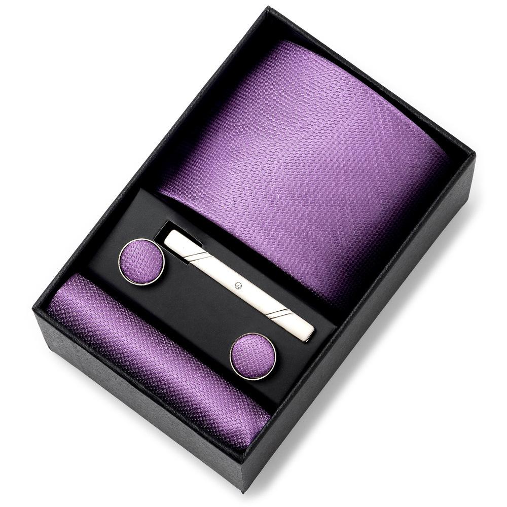 Men'S Tie Net Color Striped Jacquard Yarn Business Professional Tie Set Men'S Gift Box