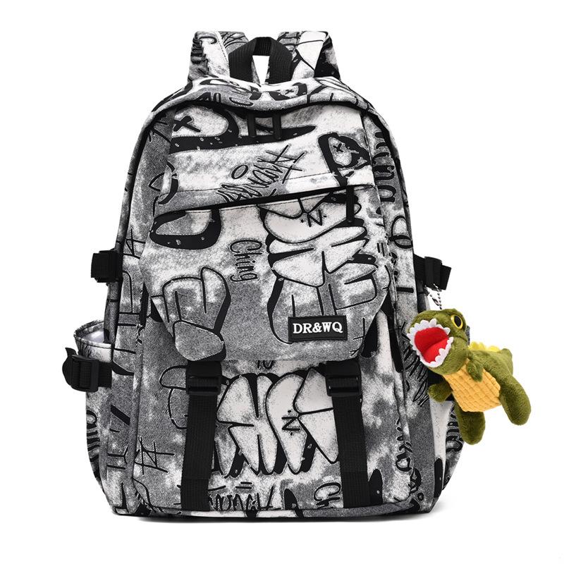 Schultasche Schultasche High School ins Große Kapazität Graffiti Langlebig Trend Mittelschule Rucksack College Student Lässiger Rucksack Männlich