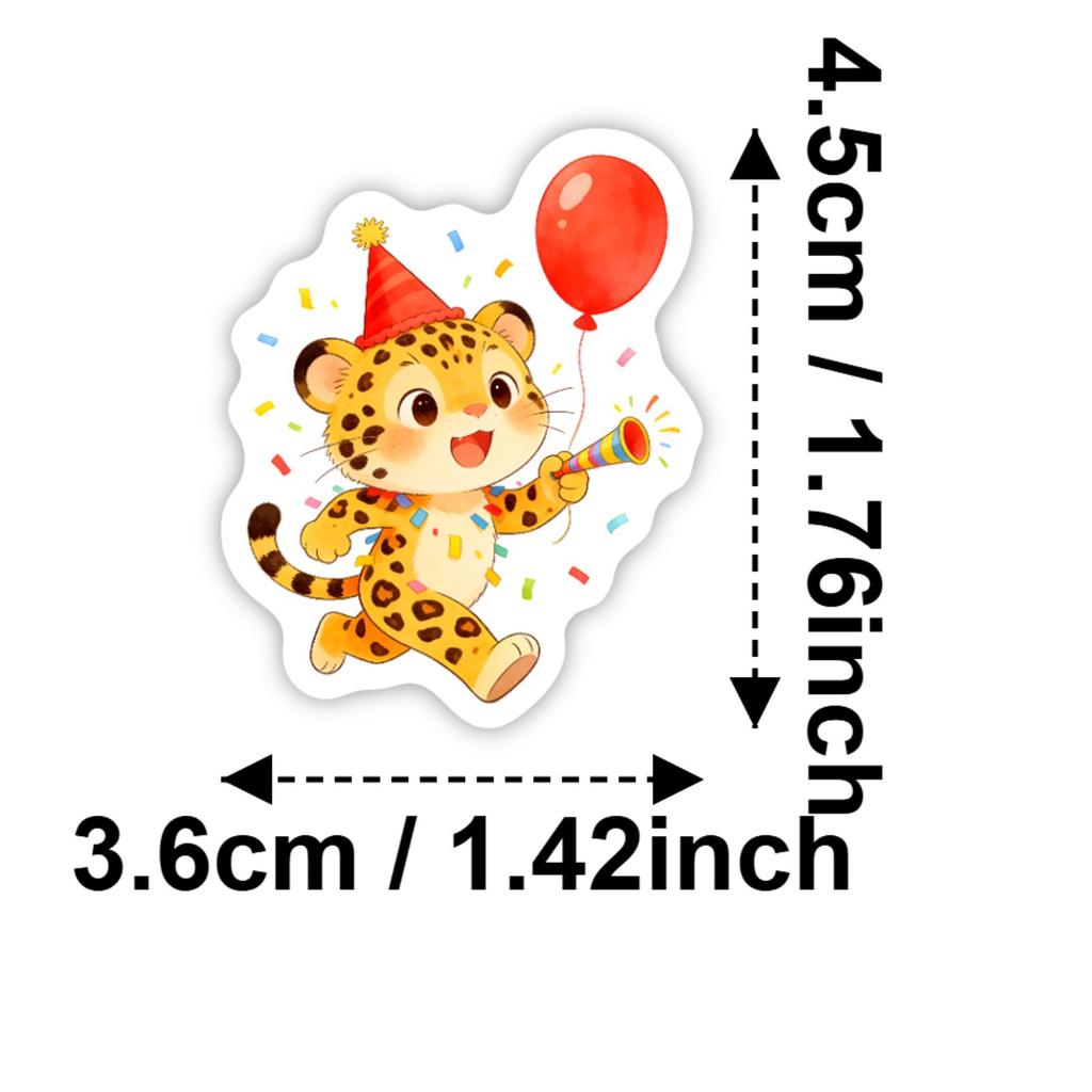 50 Cute Cartoon Animal Stickers Children'S Hand Account Decoration Waterproof Reward Stickers Birthday Party Fun Stickers