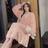 Women's Plus Size Flannel Nightdress - Long-Sleeved, Cute, Loose Fit for Autumn/Winter (Up To 200 Lbs).