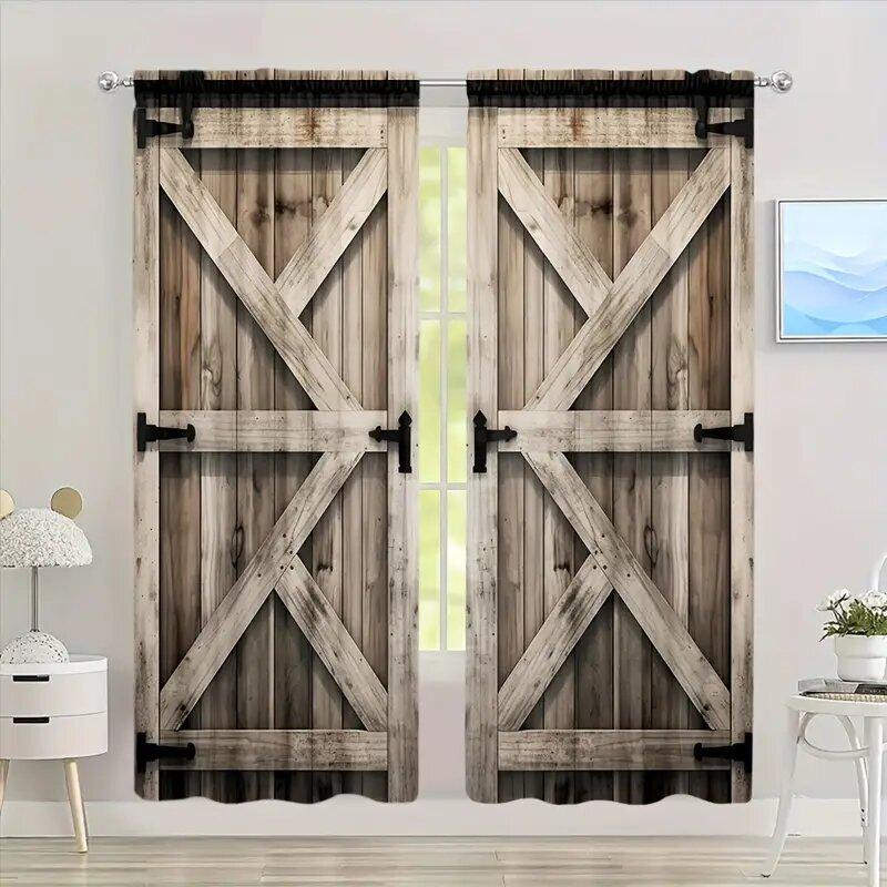 

2 шт. штор с принтом под светлое дерево, шторы с кулиской 42*84, украшение дома, украшение комнаты 29Wx64L(75x166CM)x2