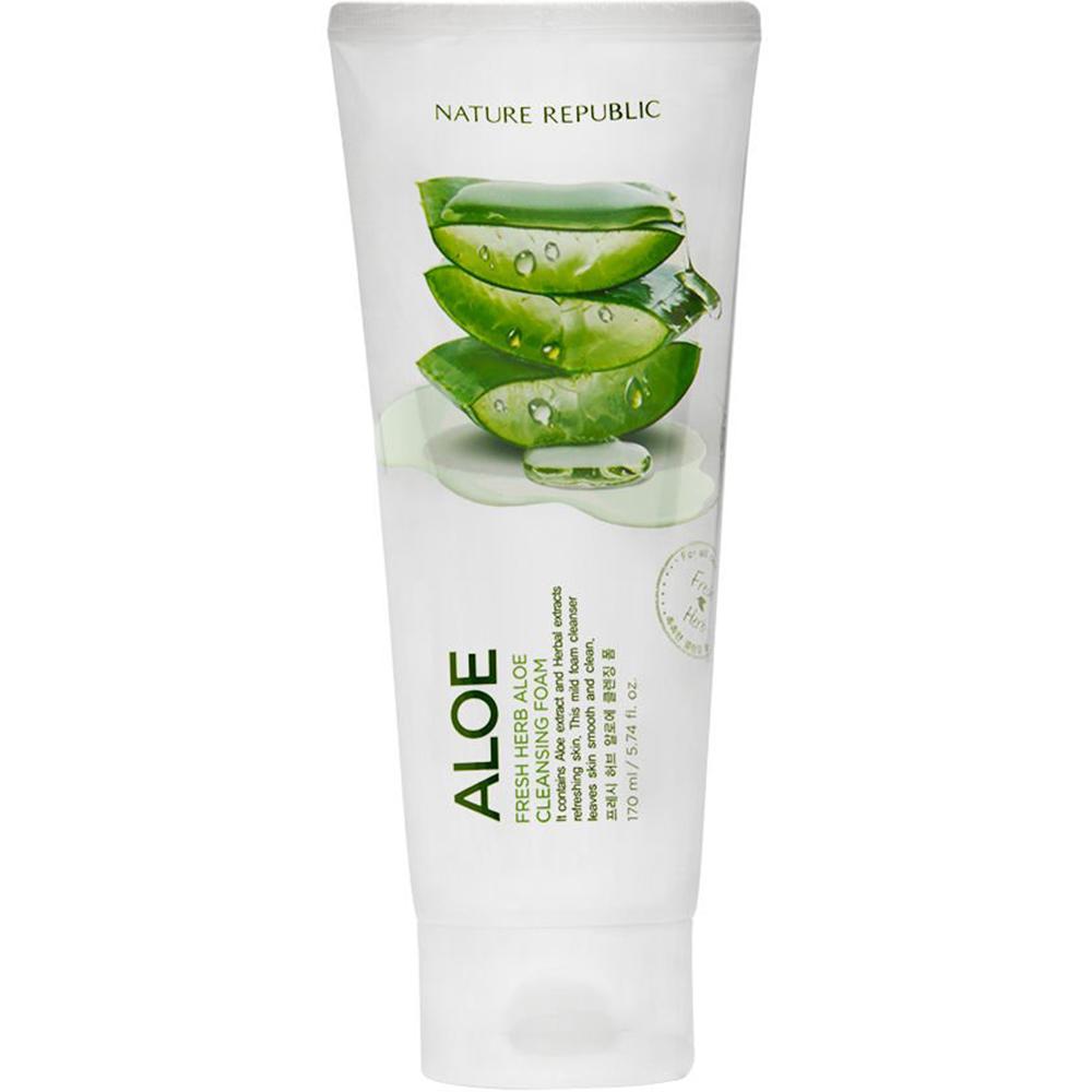

[NATURE REPUBLIC] Очищающая пенка со свежими травами 170 мл (Ацерола, Улитка, Алоэ, Смола) (1pc) #Aloe