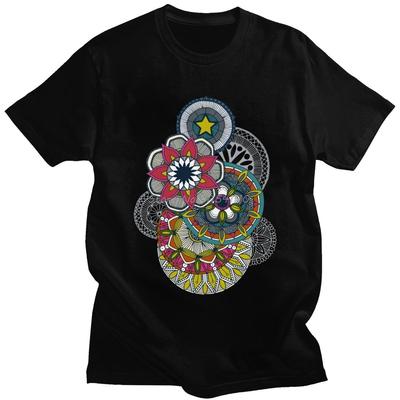 Vintage Mandala T-Shirt Cirque Festival T-Shirt für Herren Kurzarm Buddhismus Blume Blüte T-Shirt Baumwolle Streetwear Tee Bekleidung