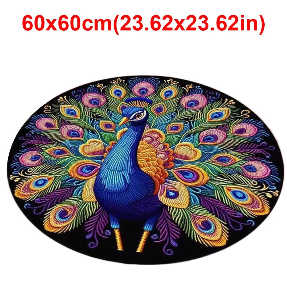 Special-shaped Peacock Carpet Soft Bathroom Floor Mat for Living Room Tea Table Bedside