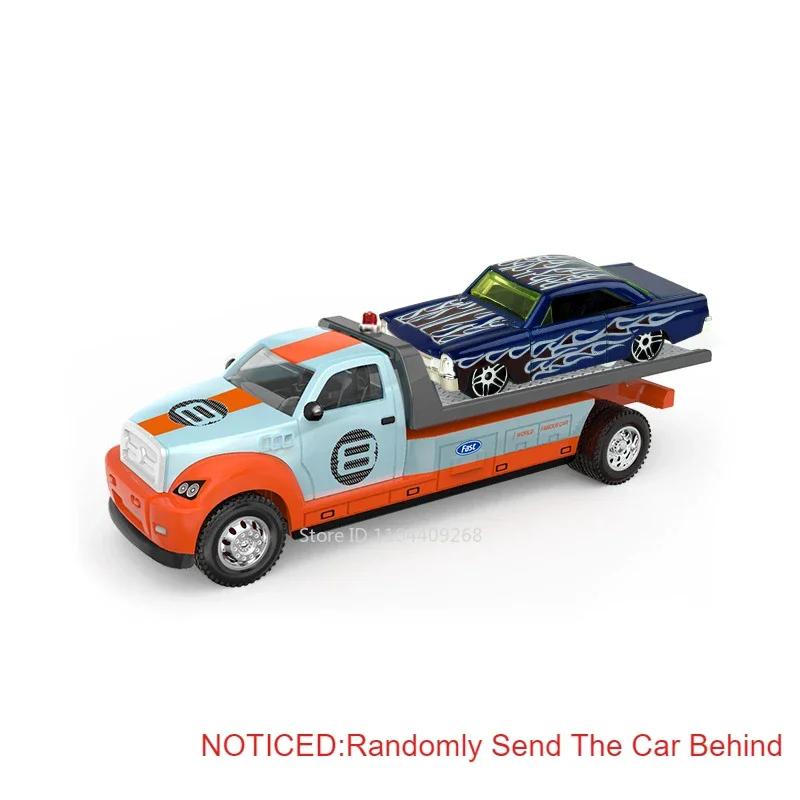 1:64 Scale Container Alloy Trailer Model Toy Car Diecast Metal Movable Joint Pull Back Engineering Vehicles Models Gifts for Boy