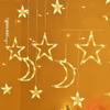 Christmas Star Moon Curtain Light LED Light String Star Moon Pendant Room Bar Shop Holiday Decoration Light