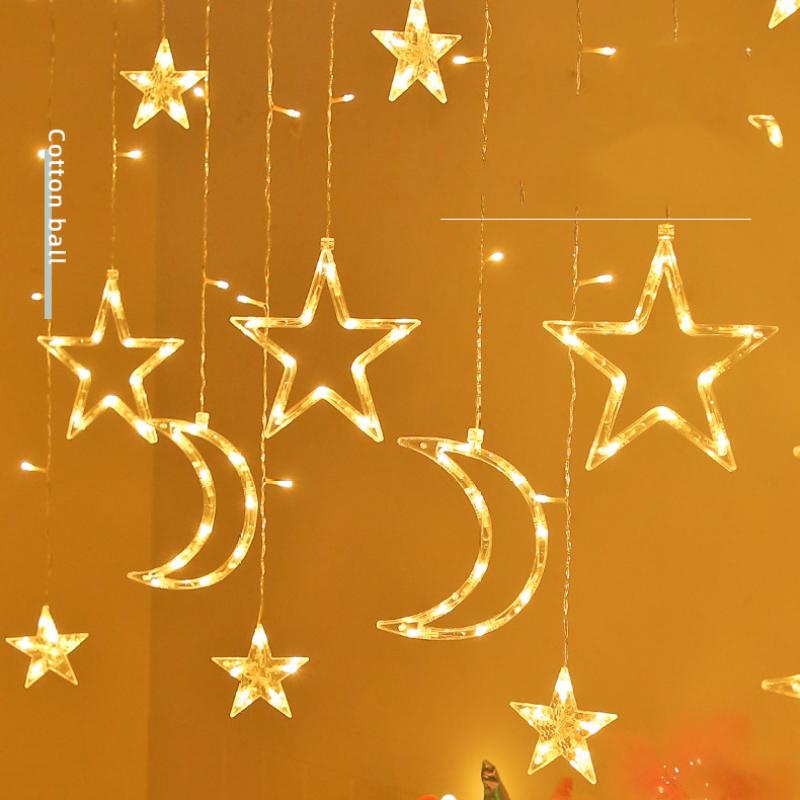 Stella di Natale Luna Tenda Luce LED Stringa di luce Stella Luna Ciondolo Sala Bar Negozio Luce decorativa natalizia