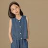 Hacikis Girls' Denim Vest & Wide-Leg Pants Set