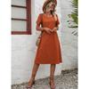 Fashion Loose Round Neck Short Sleeve Dress Pockets Solid Color Casual A-line Summer Dress Party Sweet Casual Simple Clothing
