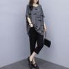 Zomerpak voor Dames, Westers Stijl Korte Mouwen Cropped Broek, Los, Modieus en Verjongend Tweedelig Pak