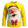 Christmas Men's Santa Claus Funny Long Sleeve T-shirt 3D Printed O-neck Tops Fashion Street Casual T-shirt