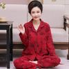 Festive Red Pure Cotton Long-Sleeve Pajama Set for Middle-Aged & Elderly Women (2026)