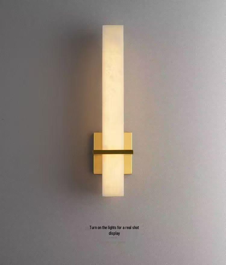 Modern Minimalist Marble and Copper Wall Lamp for Living Room, Study, and Bedroom