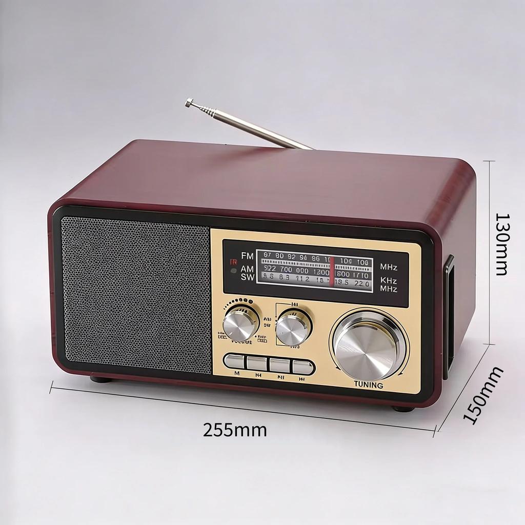 Hifi Bluetooth Speaker V5.4 Sound Retro Gramophone Style Radio 3-Band FM/AM/SW Radio Support TF Card/USB Fashion Design