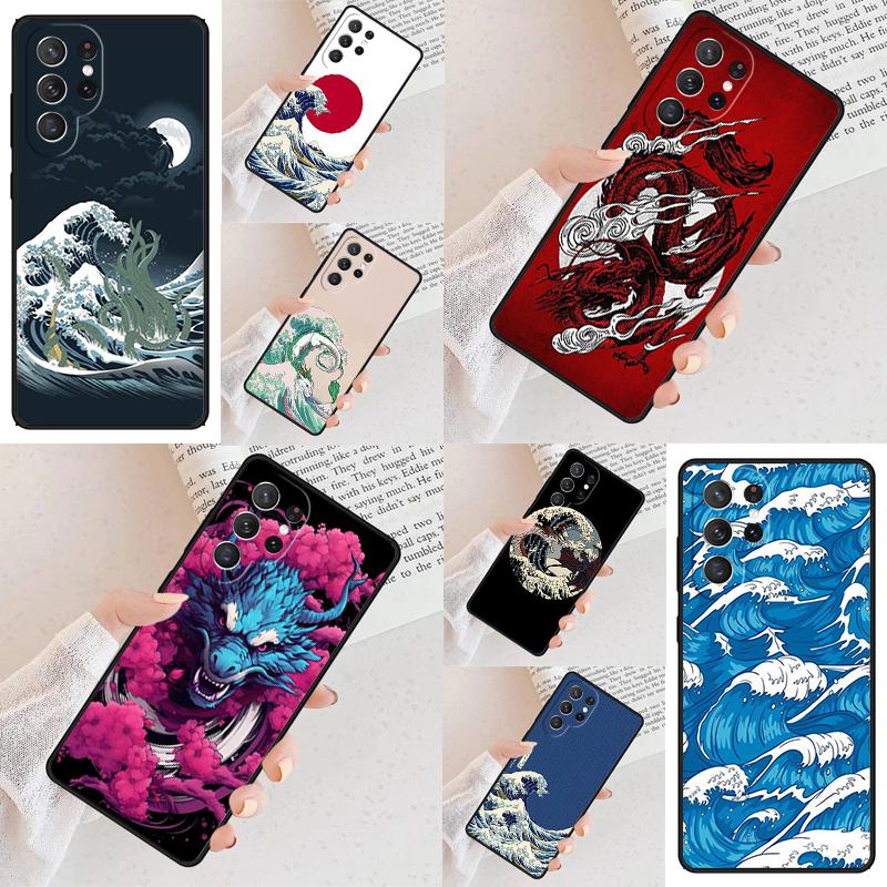 Japanese Wave Anime Dragon Cell Phone Case for Samsung Galaxy S26 Ultra S25 S24 S23 S22 S21 S20 Note10 Cover