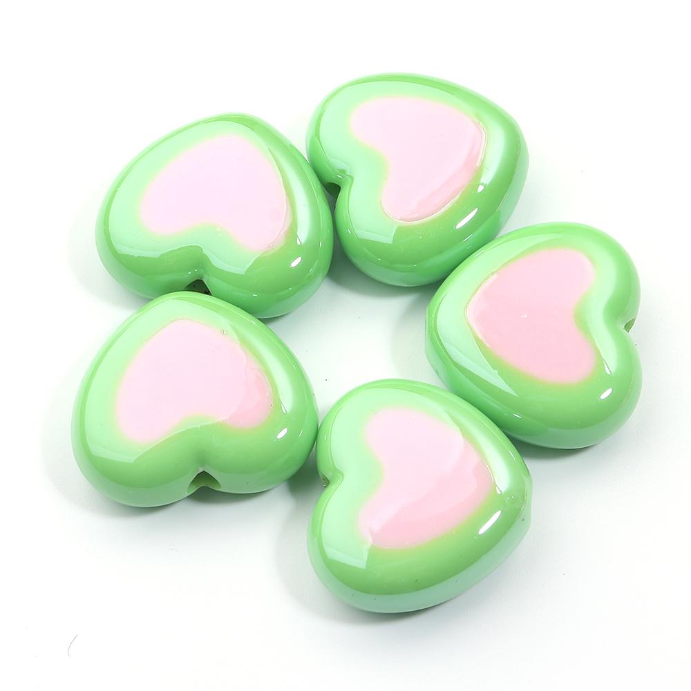 5pcs/lot Colorful Heart Acrylic Beads Big Hole Loose Spacer Beads For DIY Craft Bracelet Phone Chains Jewelry Making Accessories
