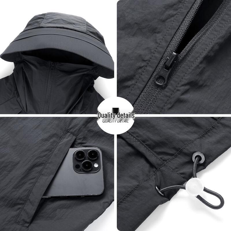 Izzueit Men's Hooded UV Protection Quick-Dry Outdoor Jacket