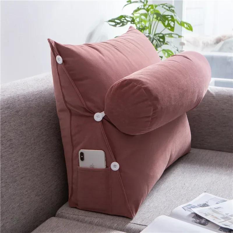 

Wedge Triangle Cushion with headrest tatami backrest on bed Decorative Pillows for Bed Lazy Office Chair Almohada de lectura 45x45x20cm рожевий