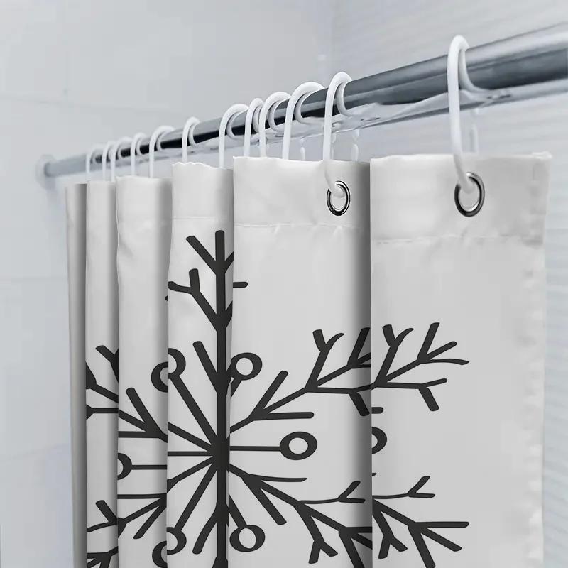 Snowflake Printed Shower Curtain Modern Design Bathroom Decor