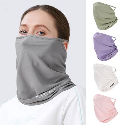 Mode Soie Glacée Été Bandana Coupe-Vent Respirant Accroche-Oreille Cache-cou Protection Solaire UV Maille Anti-poussière Masque Facial Course à pied