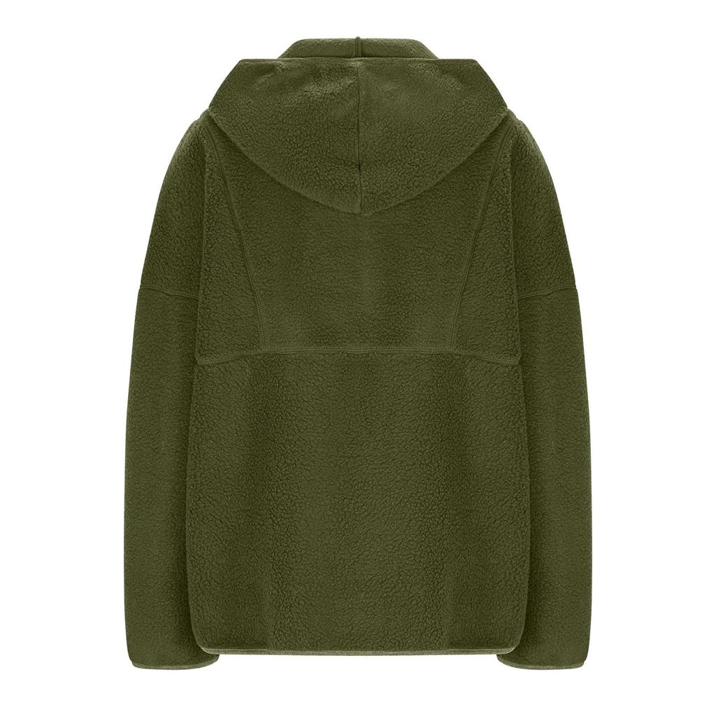 Women's Fashionable Solid Color Long Sleeved Pocket Zipper Hooded Sweatshirt Pullover Sweatshirt Top