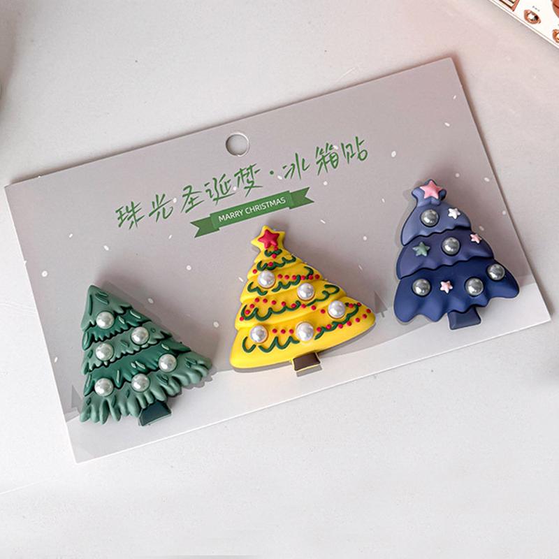 

3Pcs Christmas Fridge Magnet Set, 3D Tree Decor, DIY Soft Magnetic Sticker for Christmas, Refrigerator Decoration