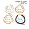 Ingemark 4Pcs/Set Punk Cross Beads Chain Bracelets for Men on Hand Hip Hop Adjustable Chain Bangles Couple Halloween Jewelry