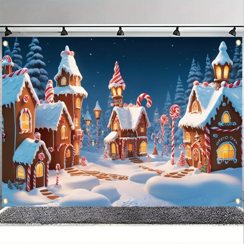 1pc2Dflat, Christmas candy town, suitable for holiday wall decoration, no power supply required - wzy
