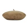 VARZAR Cursive Logo Wool Beret Camel