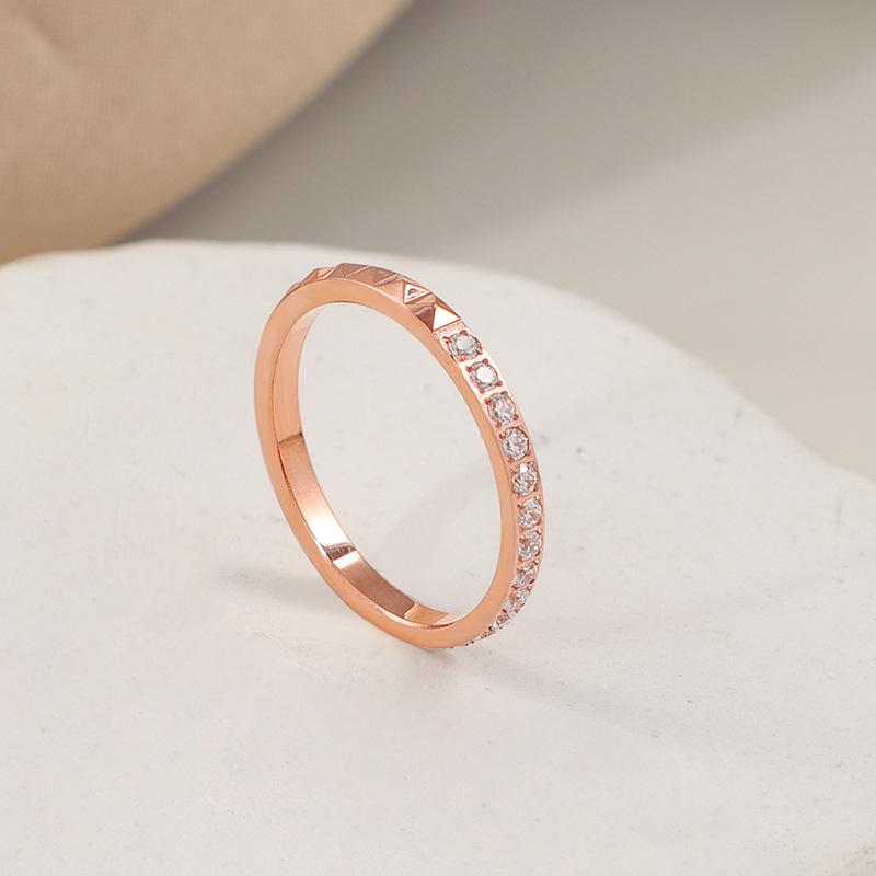 Simple Temperament Rivet Titanium Steel Ring Women's High-end Light Luxury Cold Style Ring Accessories