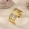 Stainless Steel Layers Stackable Bangles For Women 18K Gold Plated Hollow Opening Cuff Bracelet Christmas Durable Jewelry Gift