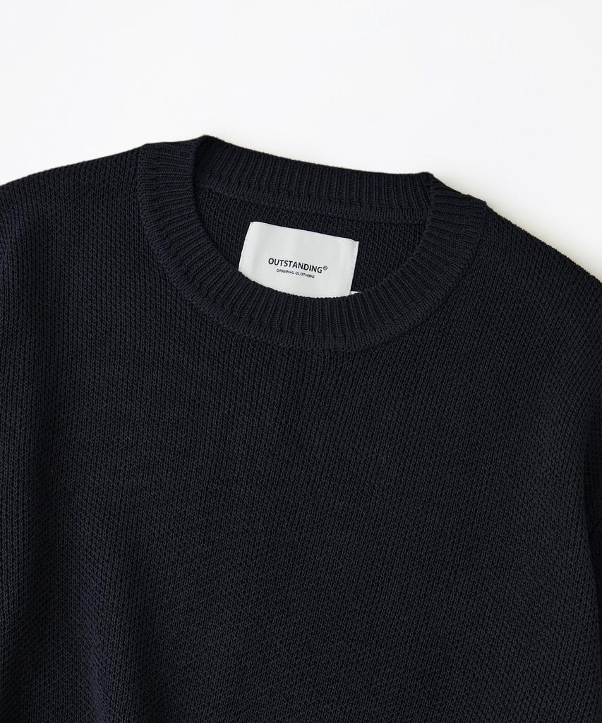 OUTSTANDING Linen Fisherman Crew Neck Knit_Navy