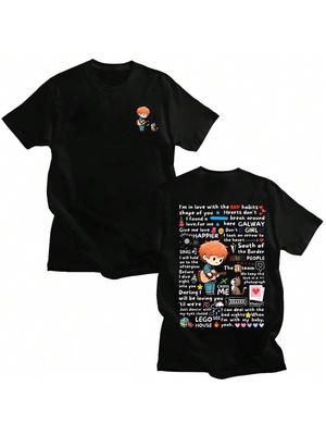 Ed Sheeran Graffiti-T-Shirt, modisches Freizeit-Shirt für Damen und Herren, Y2K-Baumwoll-T-Shirt, lockeres Streetwear-Top