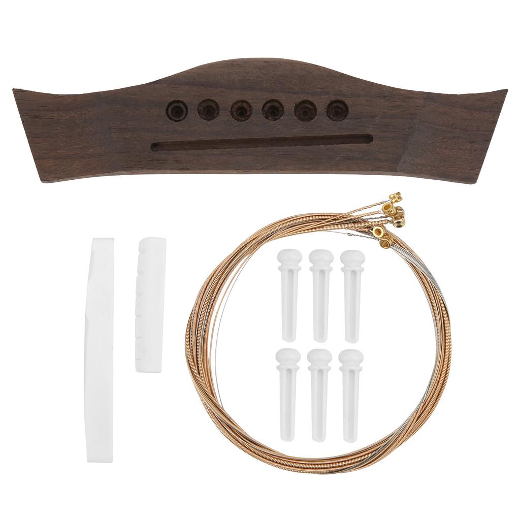 Guitar Bridge Set String Stud Bovine Bone Nut Saddle Stringed Instrument Replacement Parts