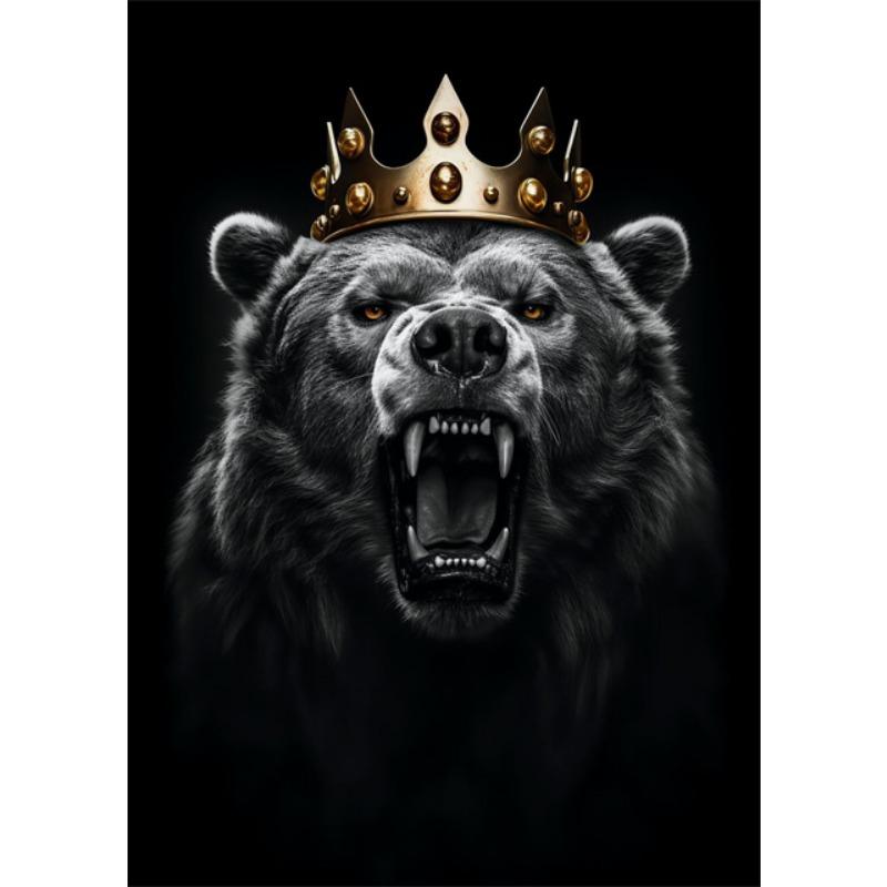 

Черно-белые постеры «Животный мир», холст, принт, настенное искусство, живопись, дикий лев, тигр, орел, медведь с золотой короной, фреска, домашний декор 21cm×30cm NoFrame