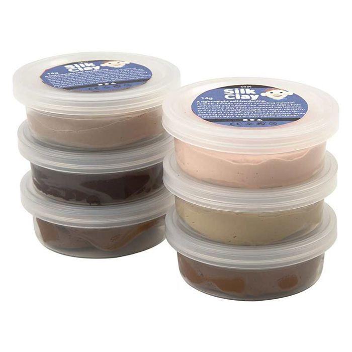 Jeu de Pâte à Modeler - Silk Clay - Auto-durcissante - Couleur Chair - 6 x 14 gr