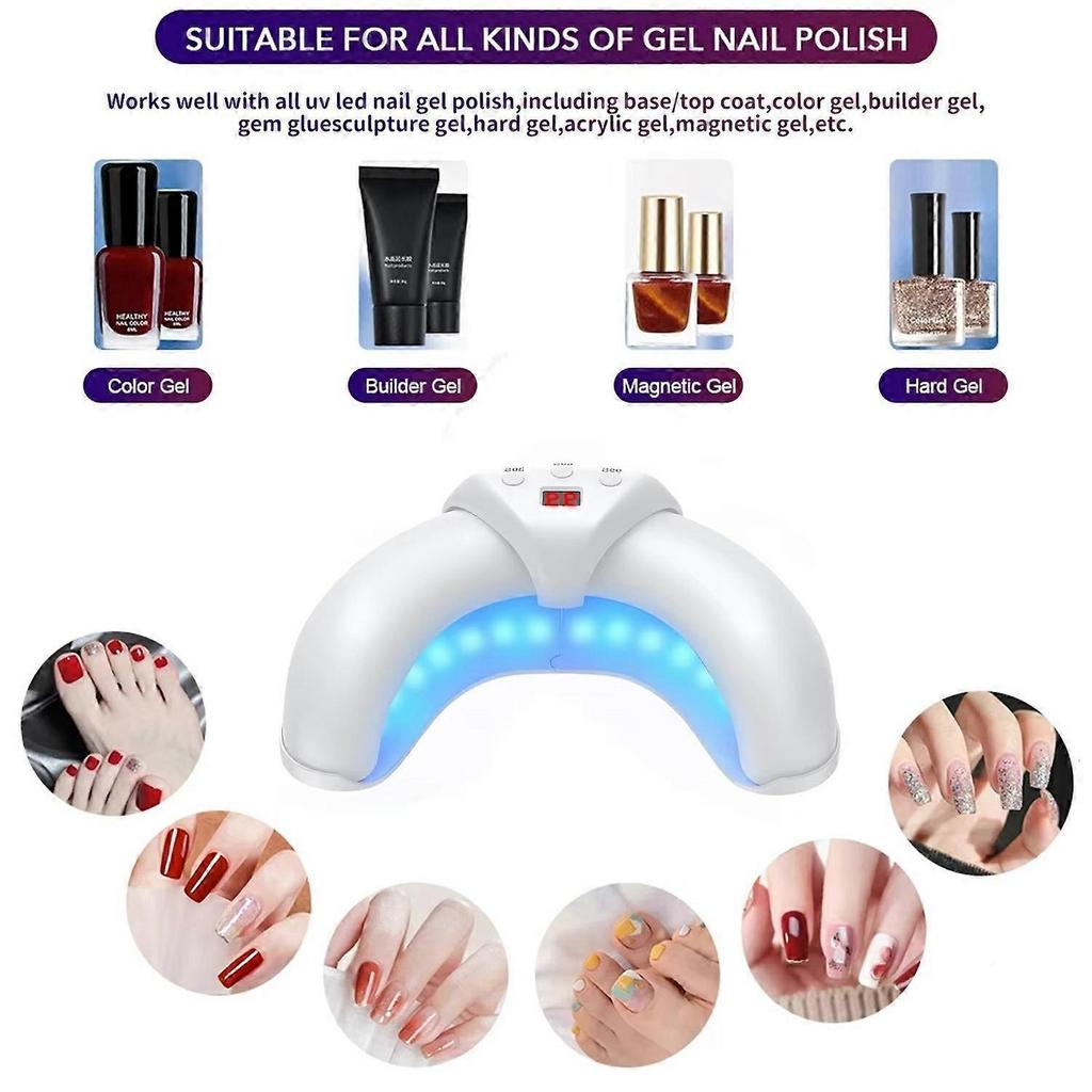 Crescent Shape Foldable Mini Nail Lamp LCD Display 22-LED UV Dryer for Toenails/Fingernails, 18 Blue