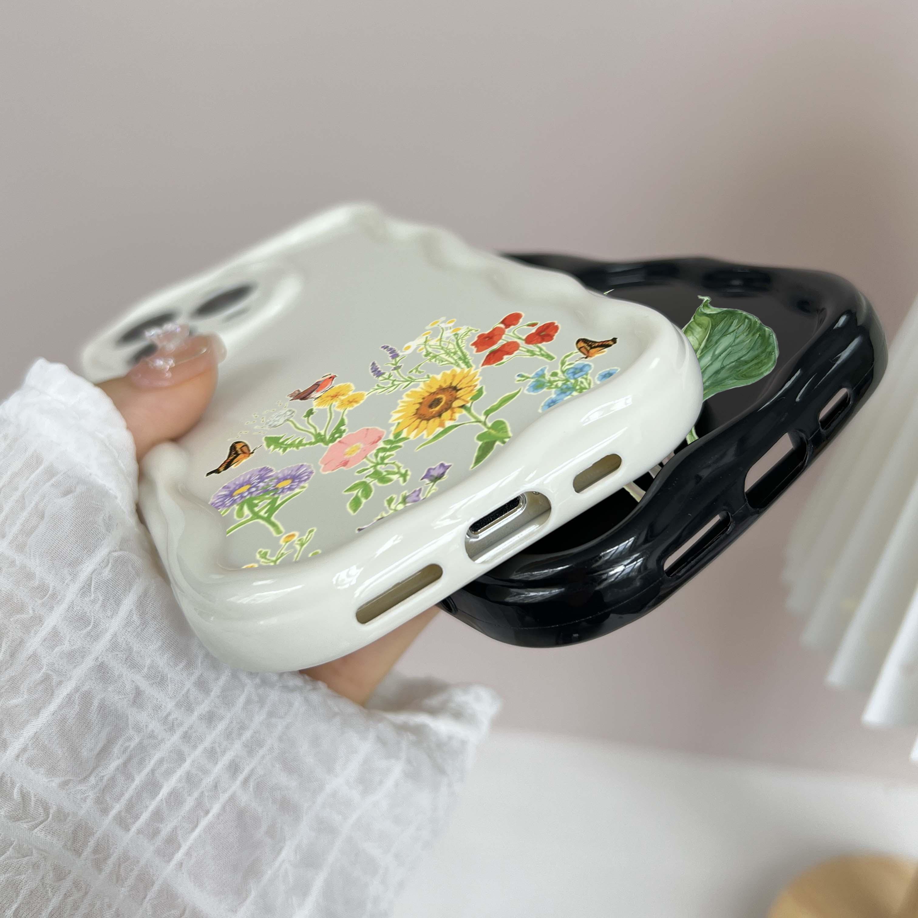 N75 Мягкие волнистые чехлы для телефонов с бабочками и цветами для Samsung A54 A34 A13 — фото 9