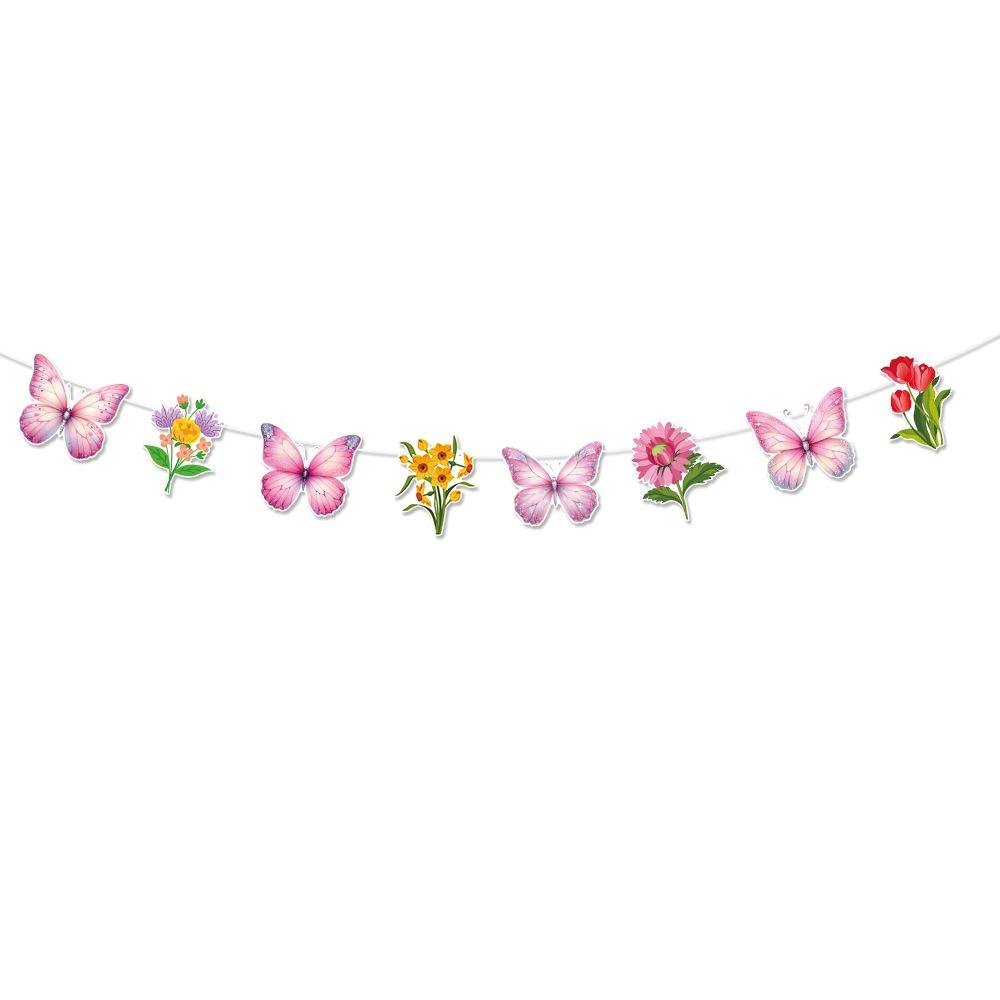 Butterfly-themed Birthday Banner "happy Birthday" Banner Birthday Decoration Atmosphere Arrangement