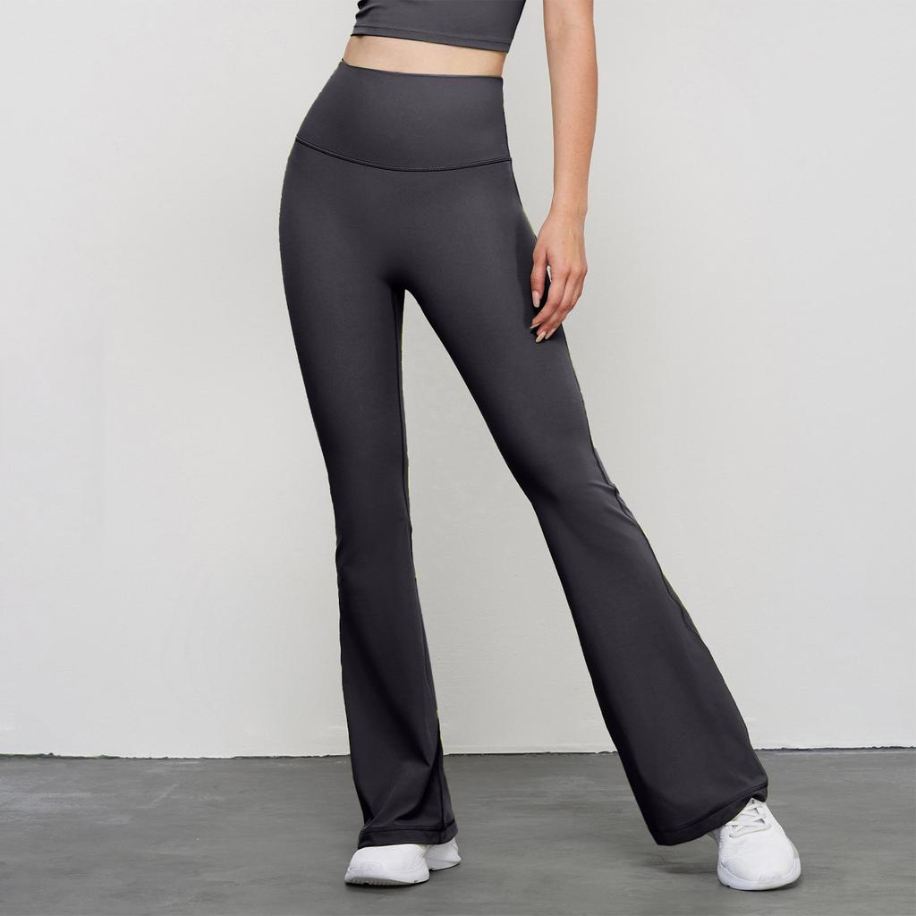 Jugendliche Nude Schlaghosen für Damen Frühling und Sommer Neu Hohe Taille Hüftlift Fitnesshose Enge Schlaghose