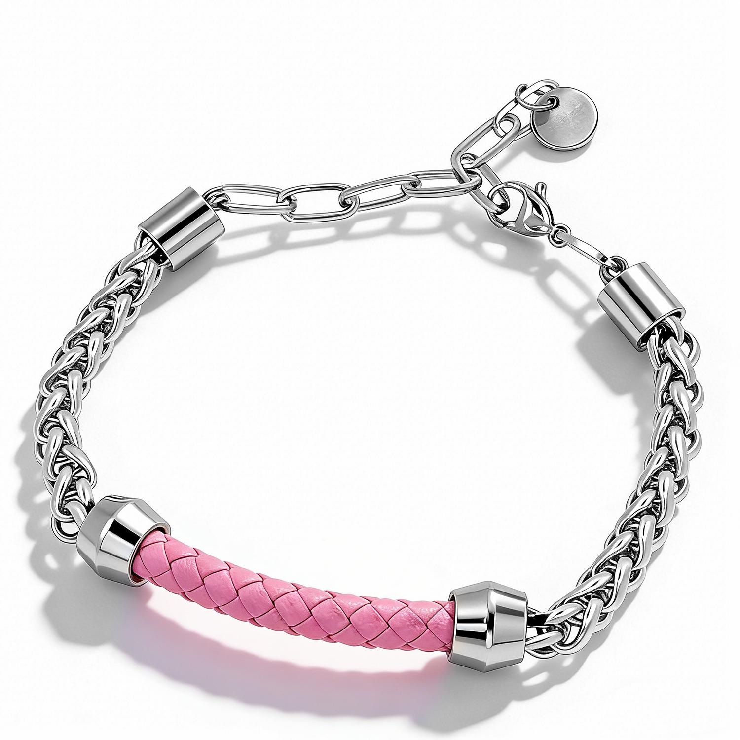 

Плетений шкіряний браслет из нержавеющей стали для мужчин и женщин, регулируемый, разноцветный, модный, минималистичный, прочный, трендовый, ювелирное изделие 18cm Add 5cm