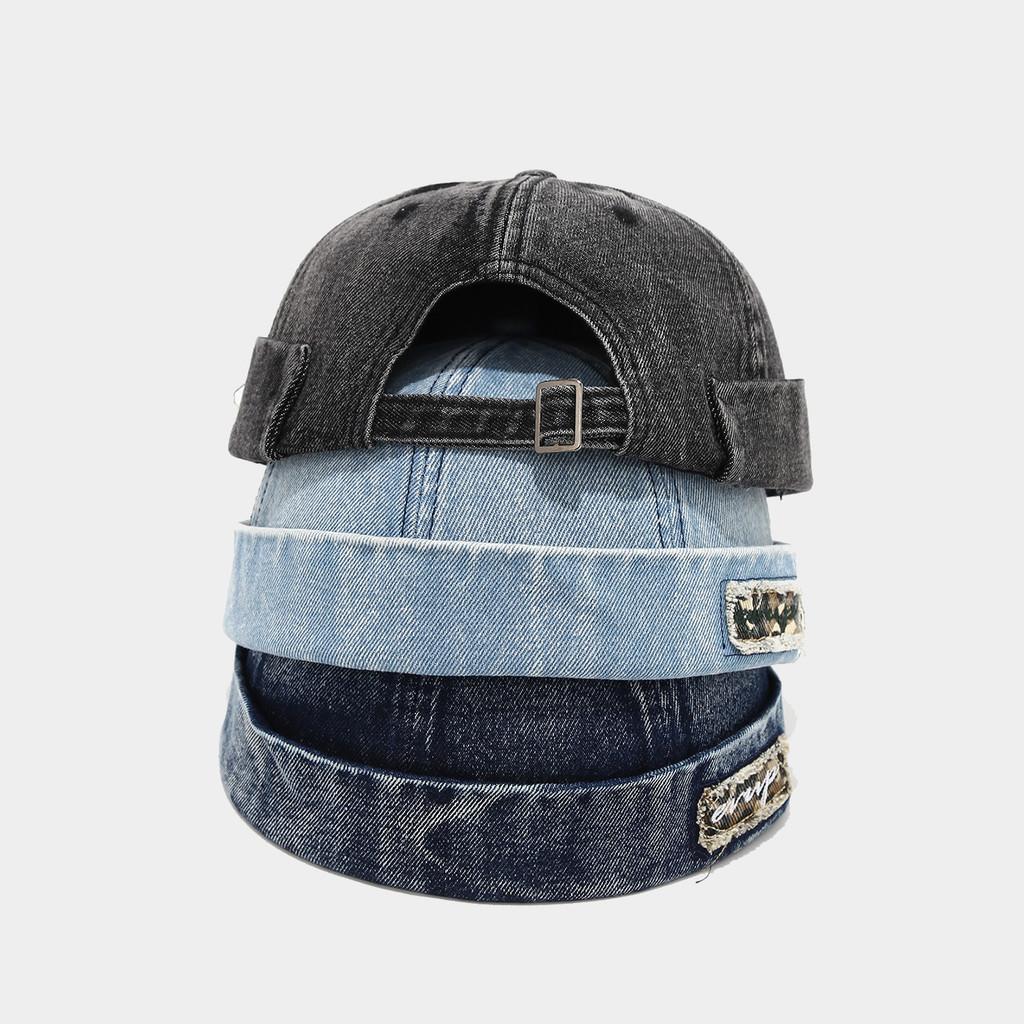 Vintage Denim Bucket Hat With Embroidery And Leopard Print For Street Style Men Women