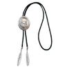 Western Cowboy Vintage Metal Flower Bolo Tie Adjustable Braided Rope Necktie Feathered Pendant Charm Jewelry Necklace