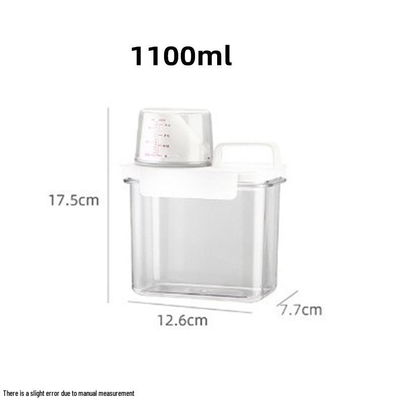 Laundry Detergent Storage Jar with Measuring Cup - Sealed, Thickened, Transparent, Large Opening
